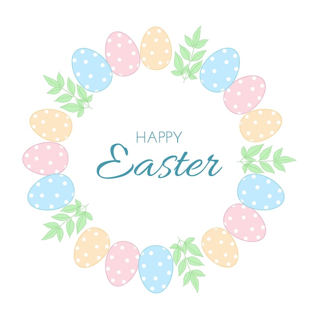 collection of easter design elements eggs plants decorative frame with pastel colors