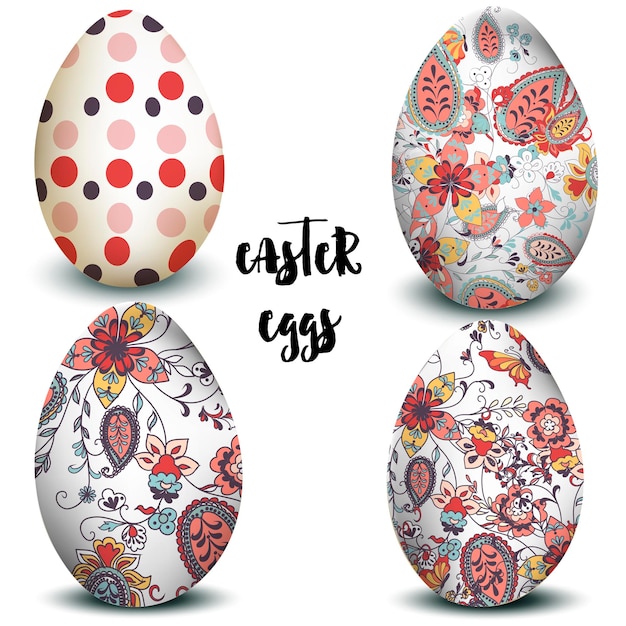 Collection of Easter eggs decorated by swirls for design