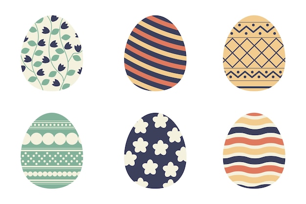 a collection of easter eggs with various drawings traditional religious holiday celebration orthodox easter food collection decorated chicken eggs isolated on white background