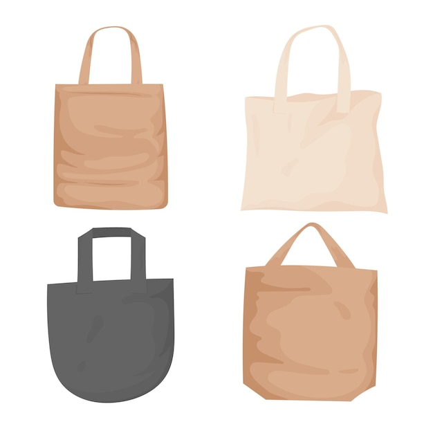 Vector collection of eco friendly fabric bags