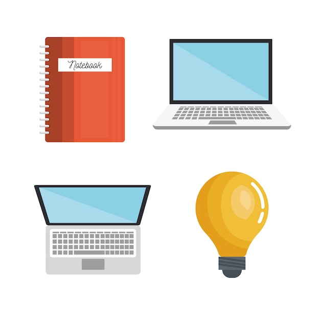 Vector collection education online isolated flat