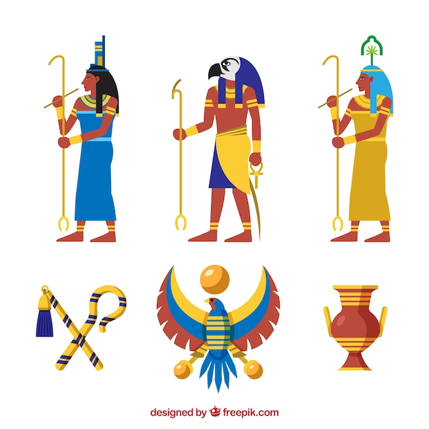 Collection of egypt gods and symbols