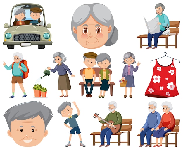 Collection of elderly people icons