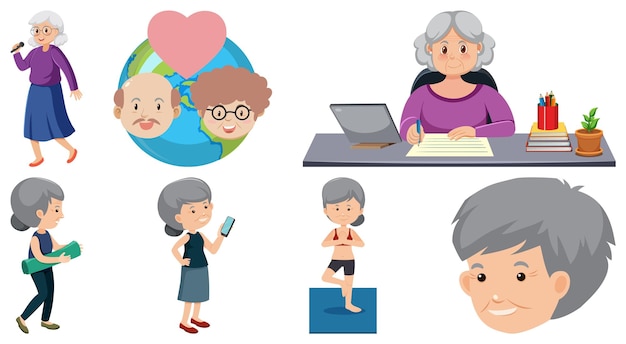 Collection of elderly people icons