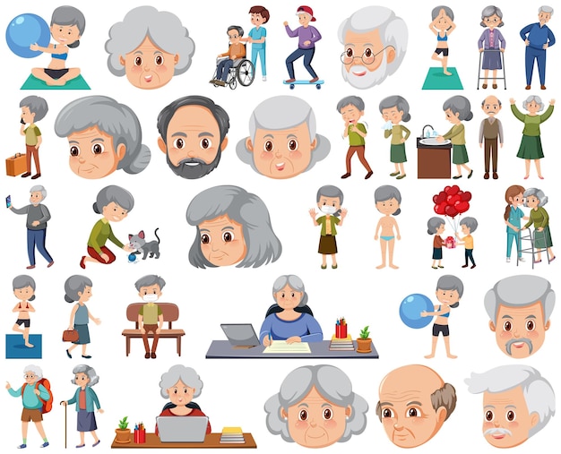 Collection of elderly people icons