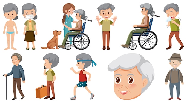 Collection of elderly people icons