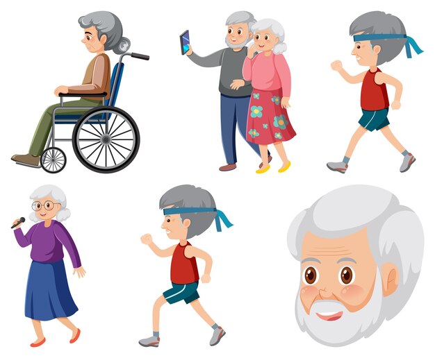 Collection of elderly people icons