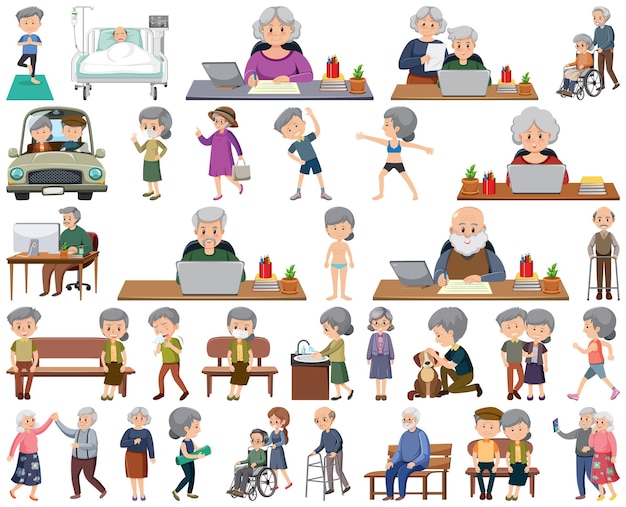 Collection of elderly people icons