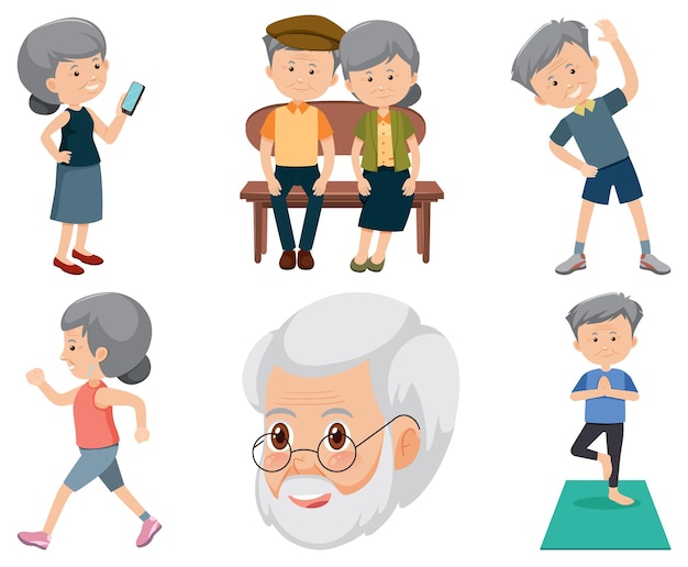 Collection of elderly people icons