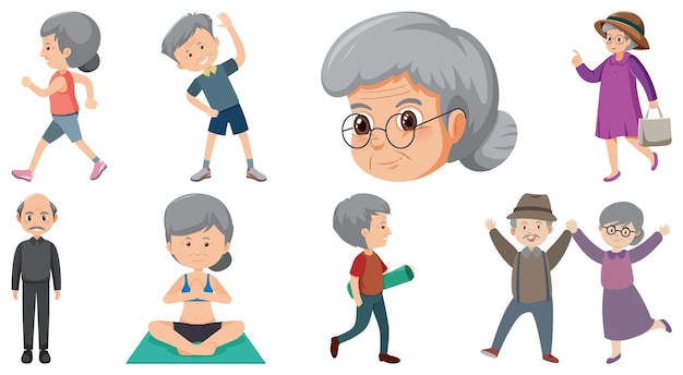 Collection of elderly people icons