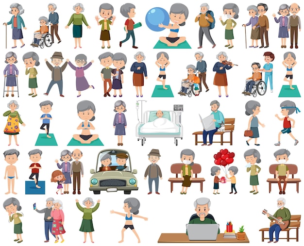 Collection of elderly people icons