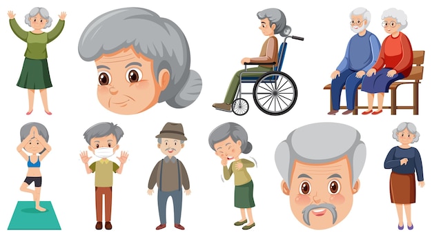 Collection of elderly people icons