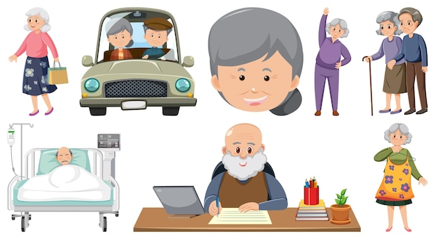 Vector collection of elderly people icons