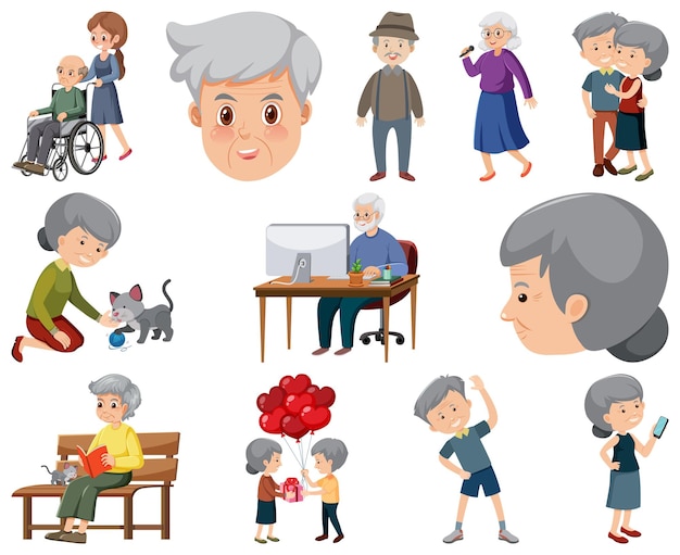 Collection of elderly people icons