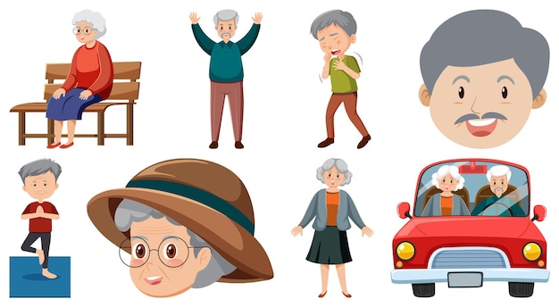 Vector collection of elderly people icons