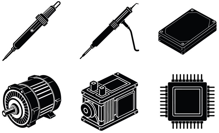 Vector collection of electrical components tools and hardware