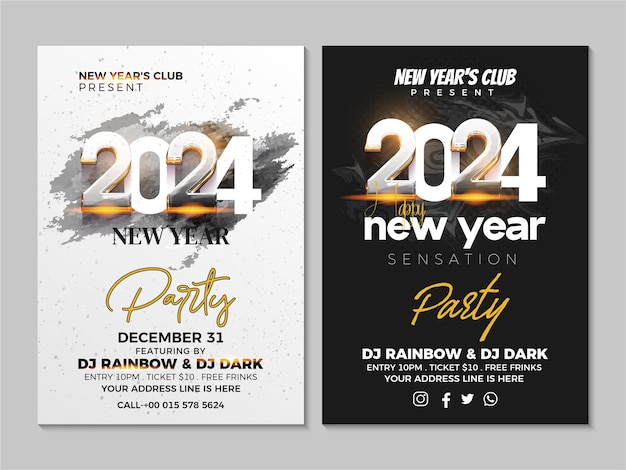 collection of elegant happy new year 2024 posters rare design with luxurious style vector banner 2024 for celebration and season background for banners covers and cards