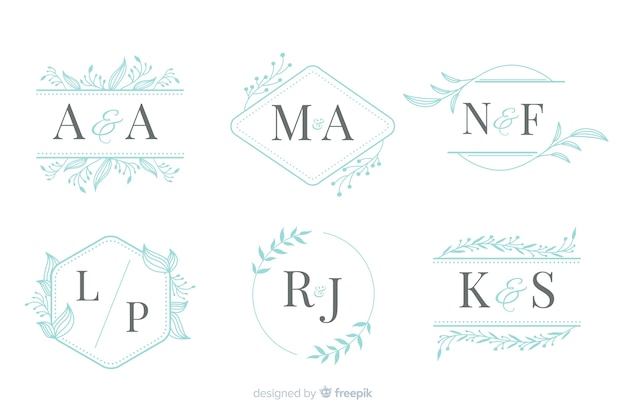 Collezione di eleganti monogrammi ornamentali per matrimoni