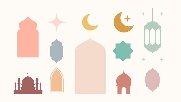 Vector collection elements oriental style ramadan