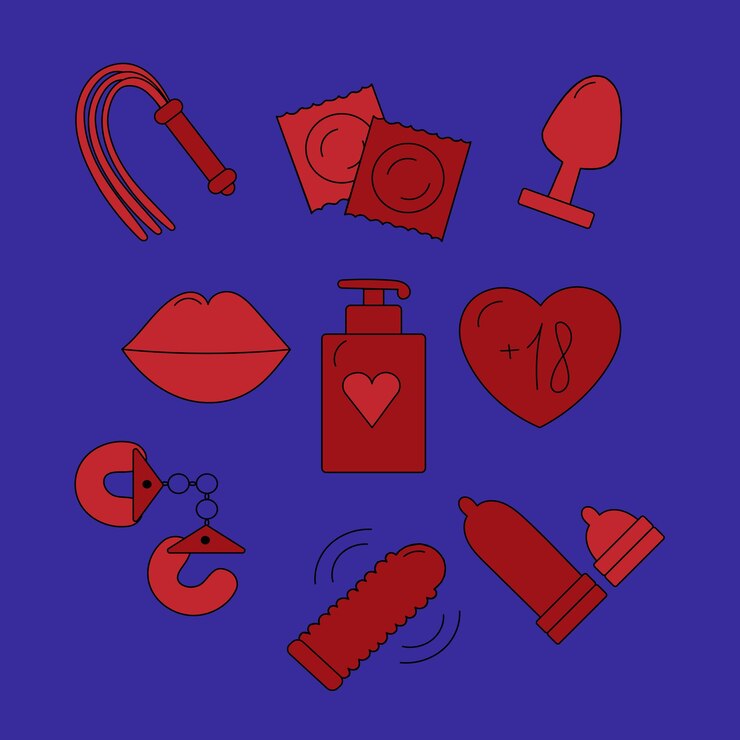 Vector collection of elements of sex toys