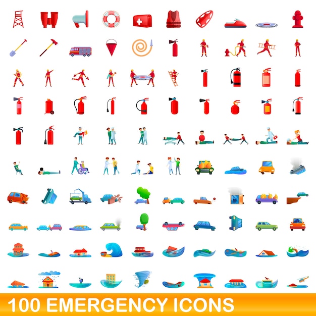 collection of emergency icons isolated on white