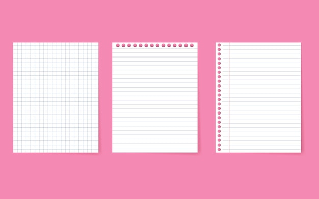 Collection of empty papers on pink background