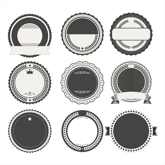 Vector collection of empty retro vintage badges and labels