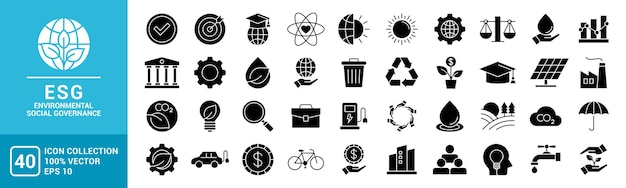 Vector collection of environmental social governance esg icons vector editable and resizable eps 10