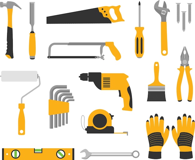 Vector collection of equipment for repair