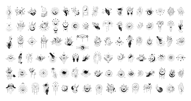 Vector collection of esoteric tattoos