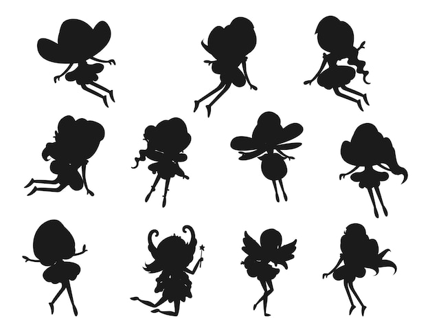 Vector collection of fairy isolated vector silhouettes