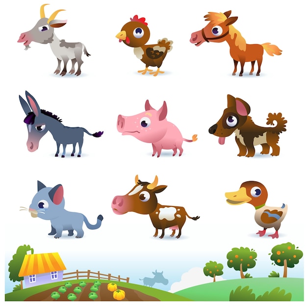 collection of farm animals