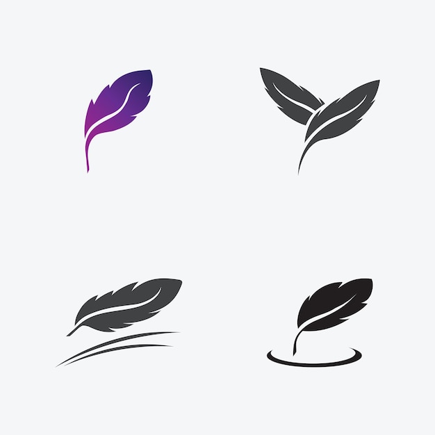 collection of feather logo illustration designs on a gray background