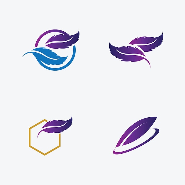 collection of feather logo illustration designs on a gray background