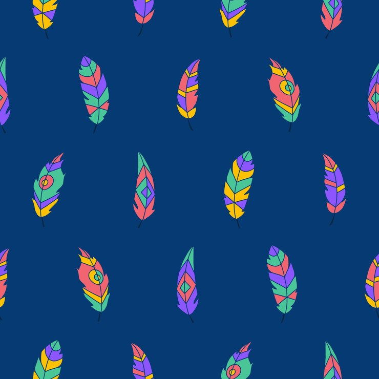 Vector collection of feather vector seamless pattern illustration design