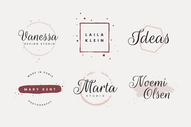 Collezione di design del logo femminile con pennellate