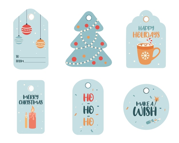 Collection of festive christmas gift labels