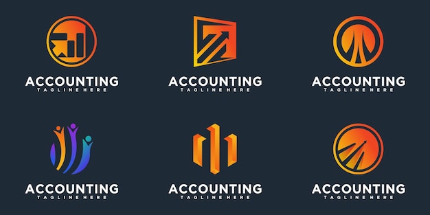 Collection of financial charts economy bar business productivity logo design