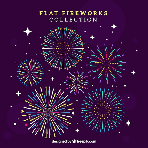 Collection of firework in flat design