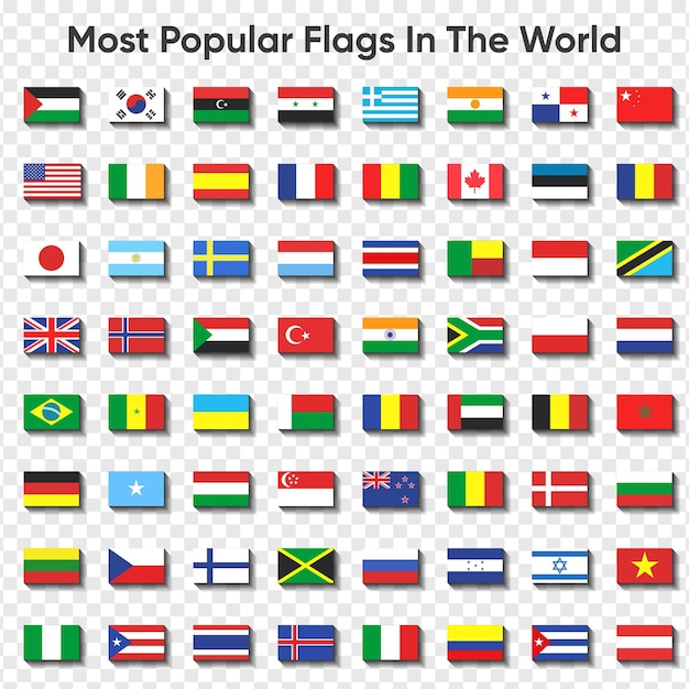 世界中のすべての国の国旗のアイコンのコレクション