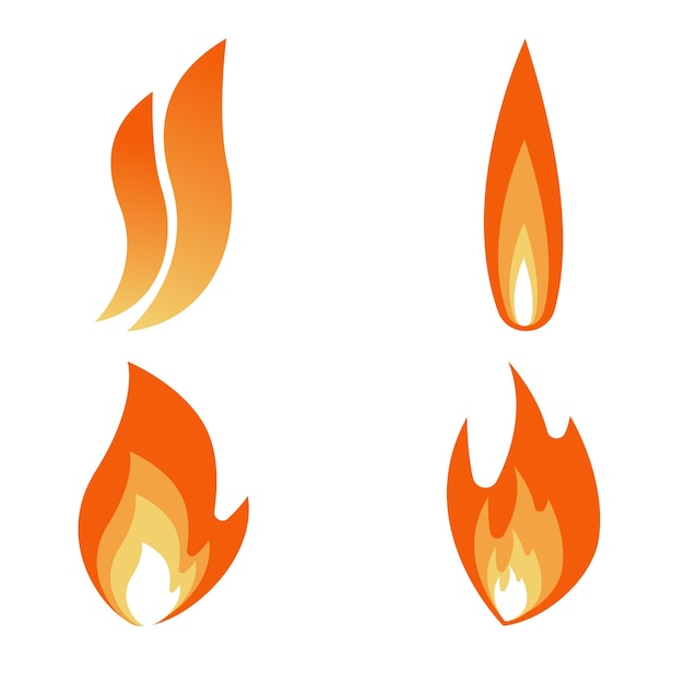 Collection of flames, yellow heat wildfire and bonfire