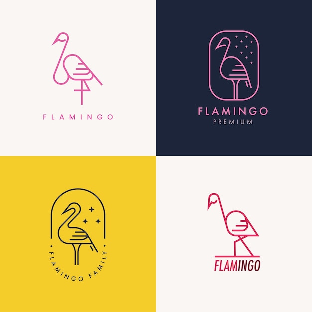 collection of flamingo logo concept