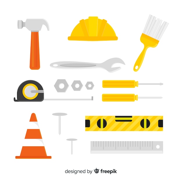 Vector collection of flat construction equipment