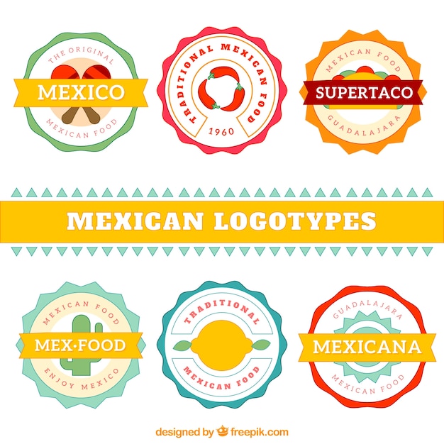 Collection of flat cute mexican restaurant logo