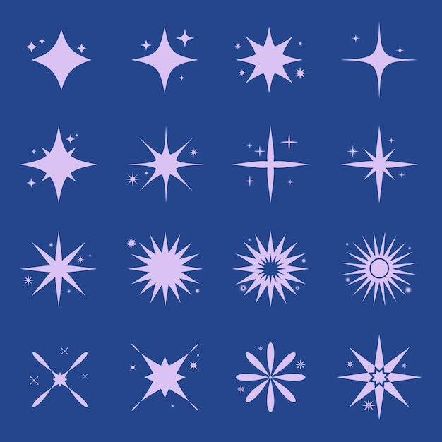 Vector collection of flat design sparkling stars