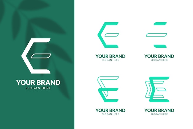 Vector collection of flat e logo templates