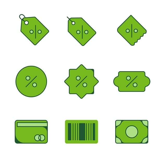 collection of flat icons on the theme of discounts and promotions