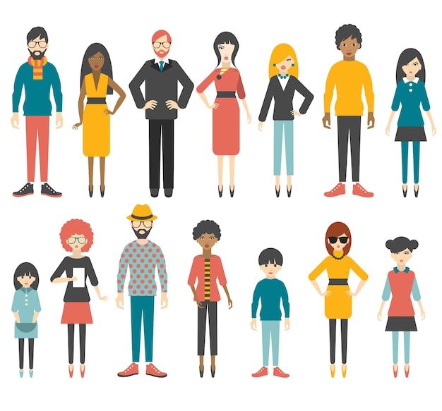 collection of flat people figures. vector.