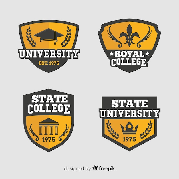 Vector collection of flat university logos