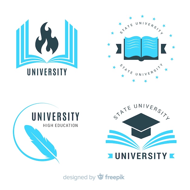 Vector collection of flat university logos